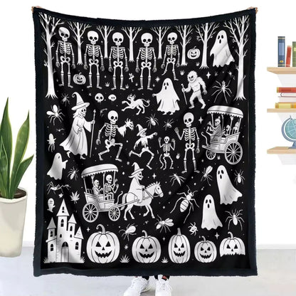 Halloween Coloring Blanket with 24 Washable Markers
