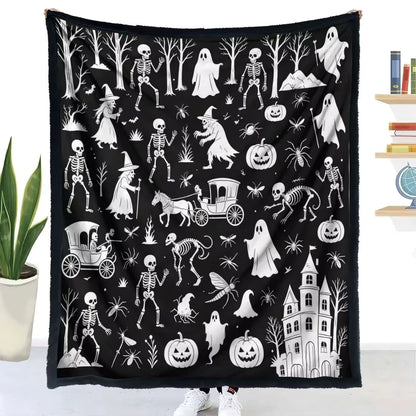 Halloween Coloring Blanket with 24 Washable Markers