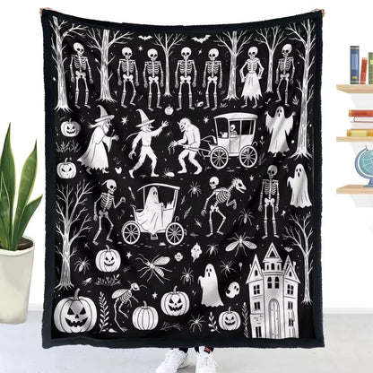 Halloween Coloring Blanket with 24 Washable Markers