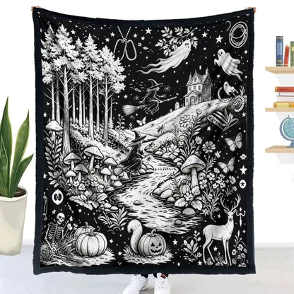 Halloween Coloring Blanket with 24 Washable Markers