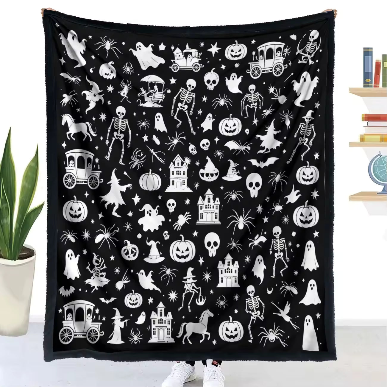 Halloween Coloring Blanket with 24 Washable Markers