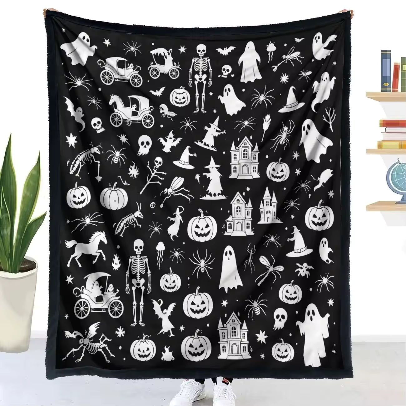Halloween Coloring Blanket with 24 Washable Markers