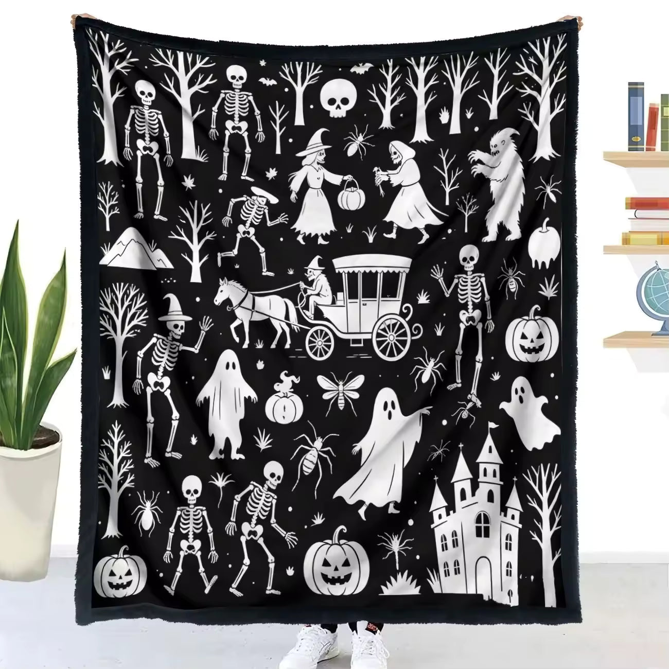 Halloween Coloring Blanket with 24 Washable Markers