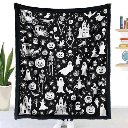 Halloween Coloring Blanket with 24 Washable Markers