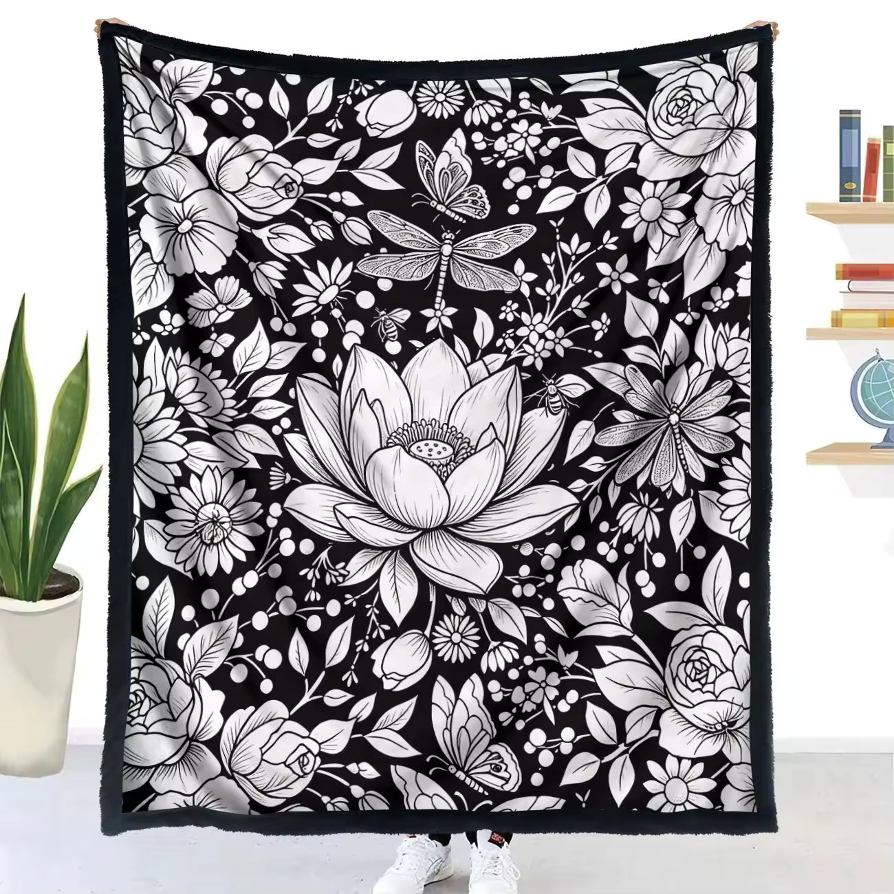 Halloween Coloring Blanket with 24 Washable Markers