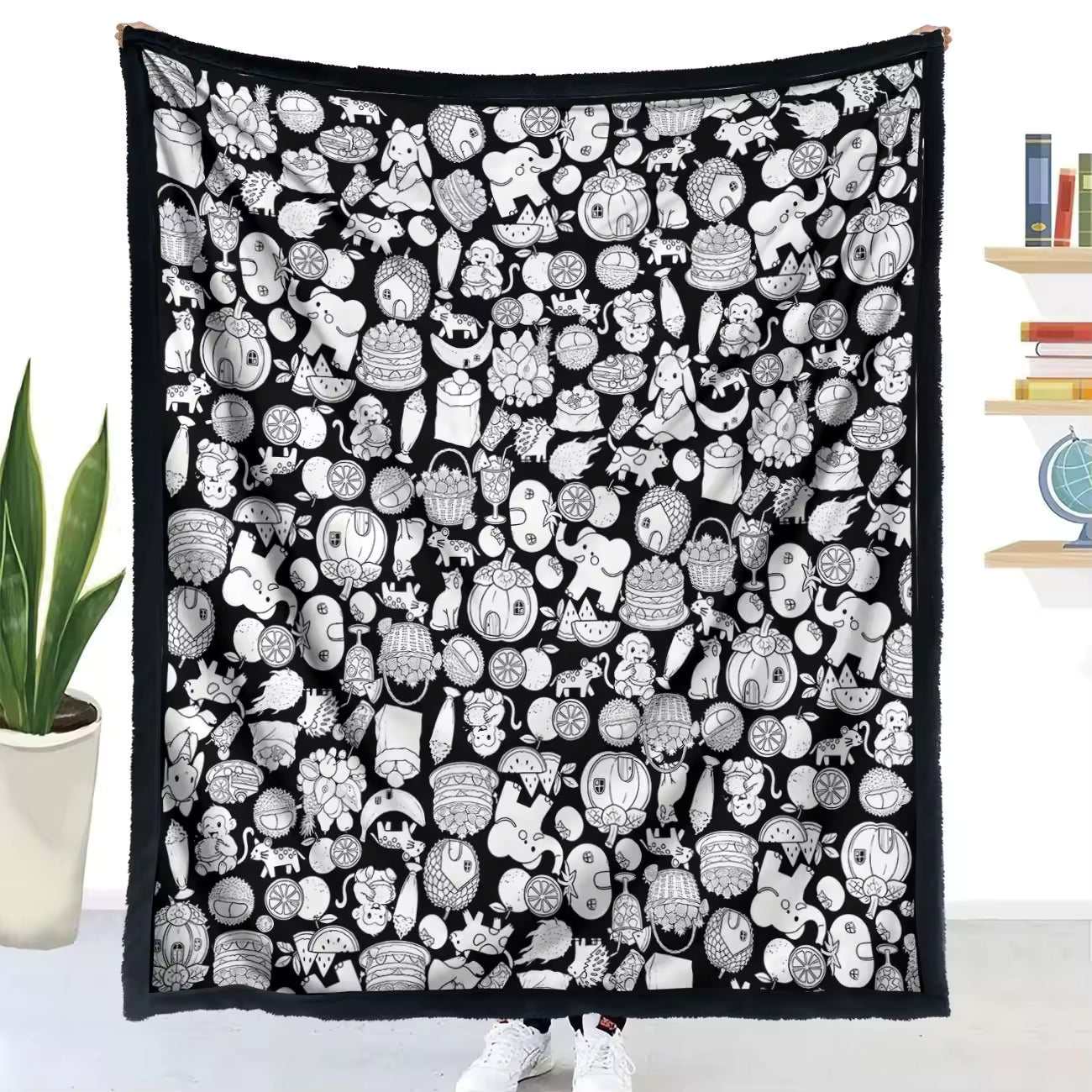 Halloween Coloring Blanket with 24 Washable Markers