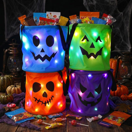 LED Halloween Trick-or-Treat Candy Bags – 4 Pack