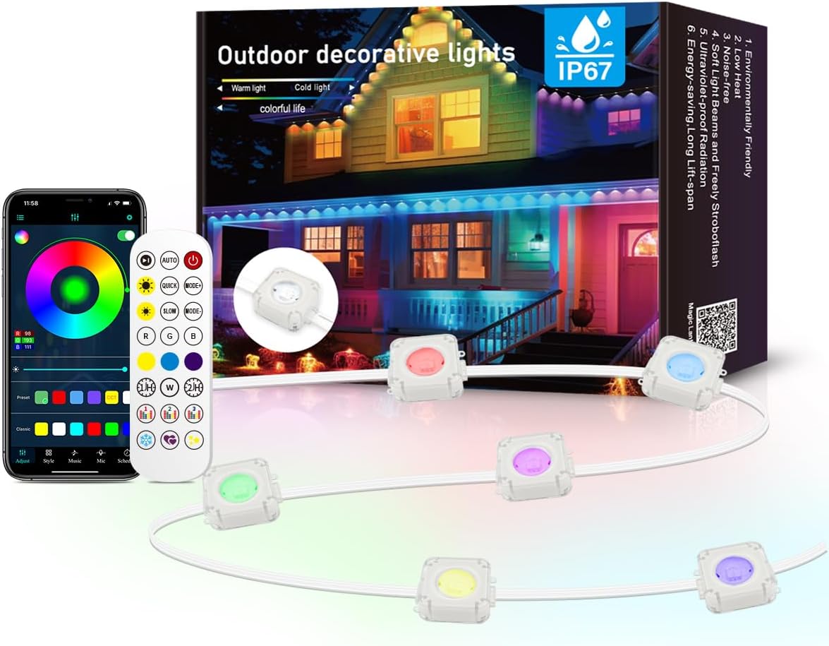 50 FT Permanent Outdoor RGB Lights with 30 LEDs