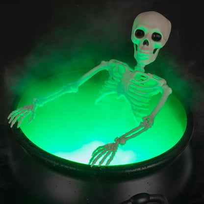 Large Halloween Witch Cauldron Set with 52-Inch Tripod, 24-Inch Skeleton and Green Mist Maker,