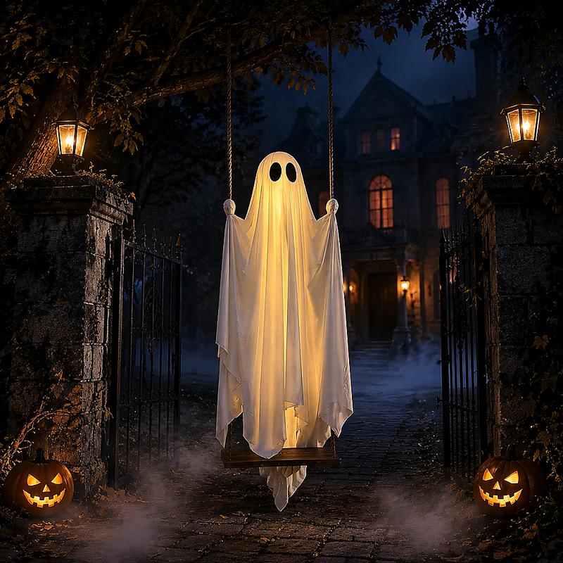 Light-Up Hanging Ghost Swing Decoration with Remote