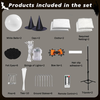2-Pack 59-Inch Lighted Halloween Ghost Decorations with Remote Control
