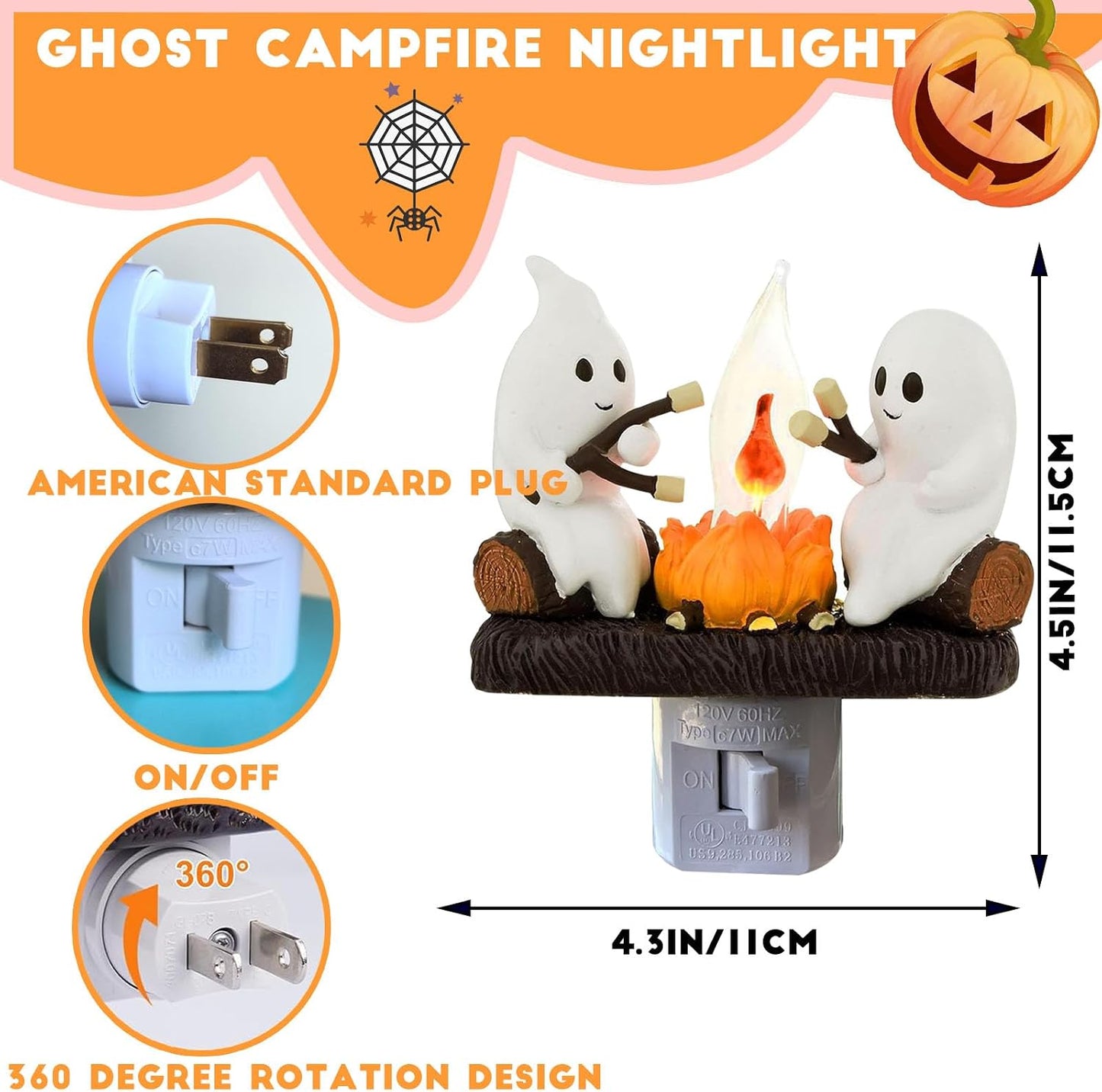Ghost Campfire Flickering Plug-In Night Light
