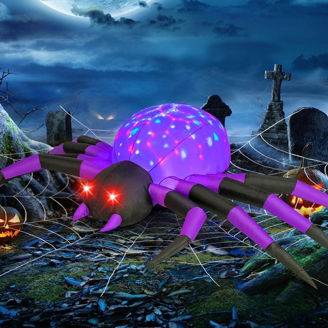 9 FT Halloween Giant Light-Up Spider Inflatable