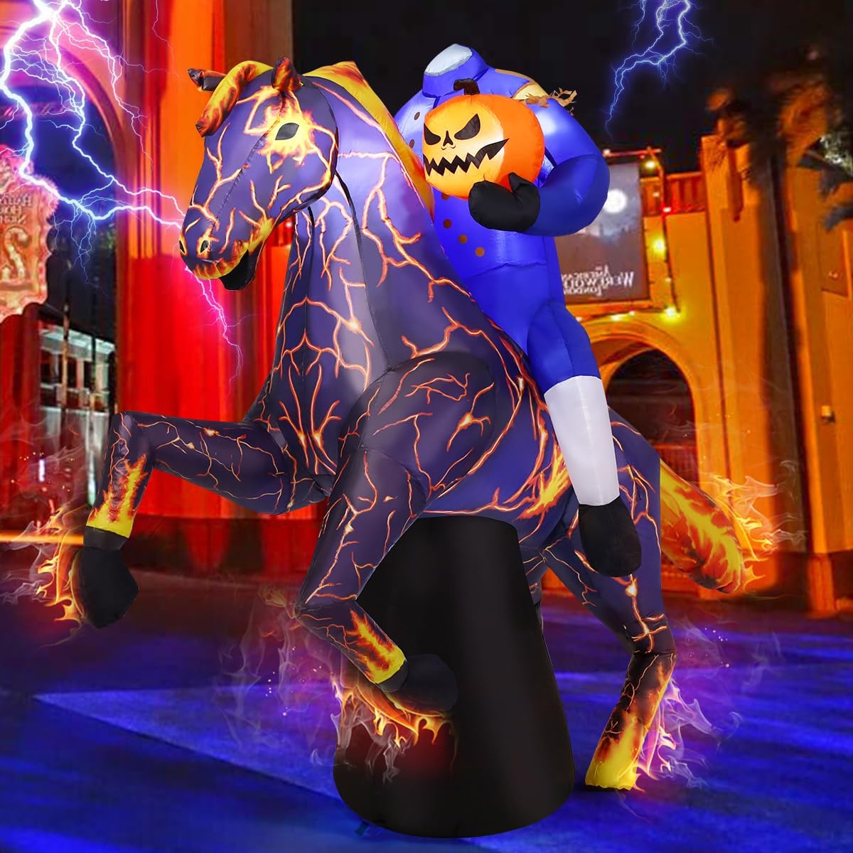 6FT Inflatable Headless Horseman Halloween Yard Decoration with LED Lights