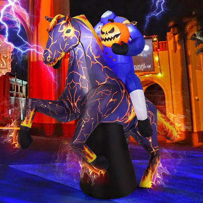 6FT Inflatable Headless Horseman Halloween Yard Decoration with LED Lights