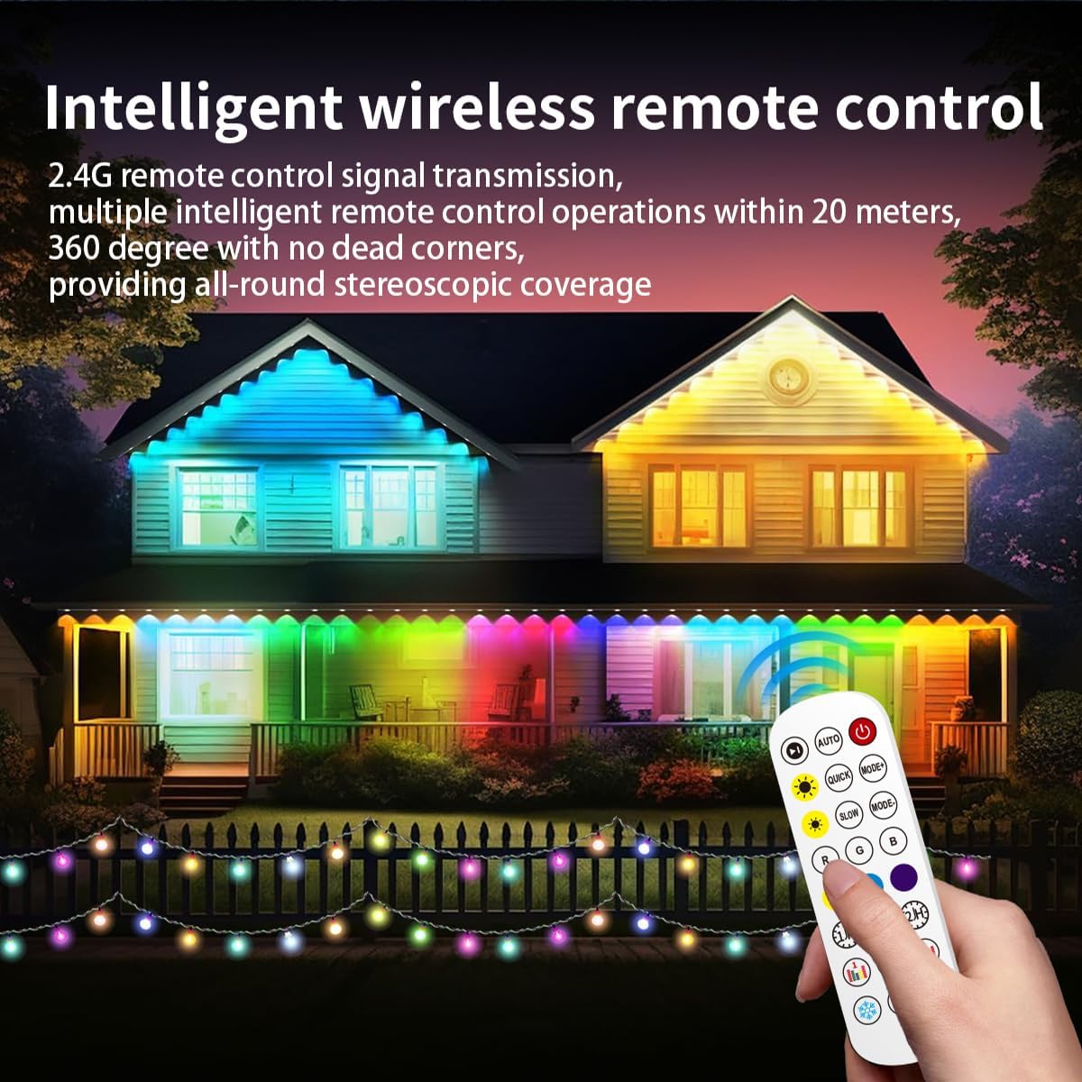 50 FT Permanent Outdoor RGB Lights with 30 LEDs