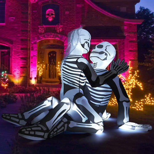6.5FT Light-Up Cuddling Skeleton Couple Halloween Inflatable