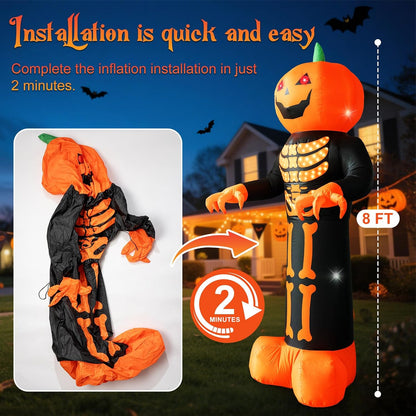 12 FT Halloween Pumpkin Reaper Inflatable with Flashing Eyes and LED Lights