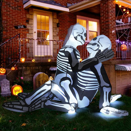 6.5FT Light-Up Cuddling Skeleton Couple Halloween Inflatable