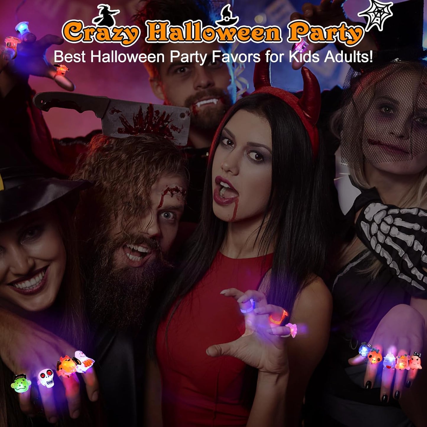 50PCS Halloween LED Light-Up Rings
