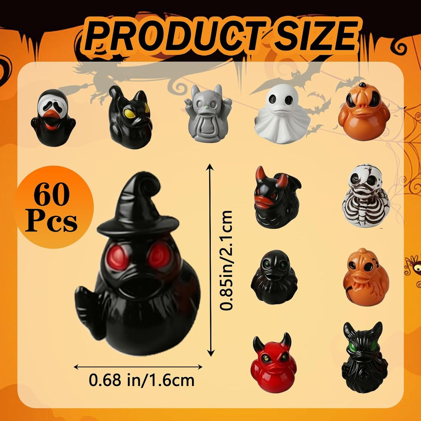 60PCS Halloween Mini Resin Ducks