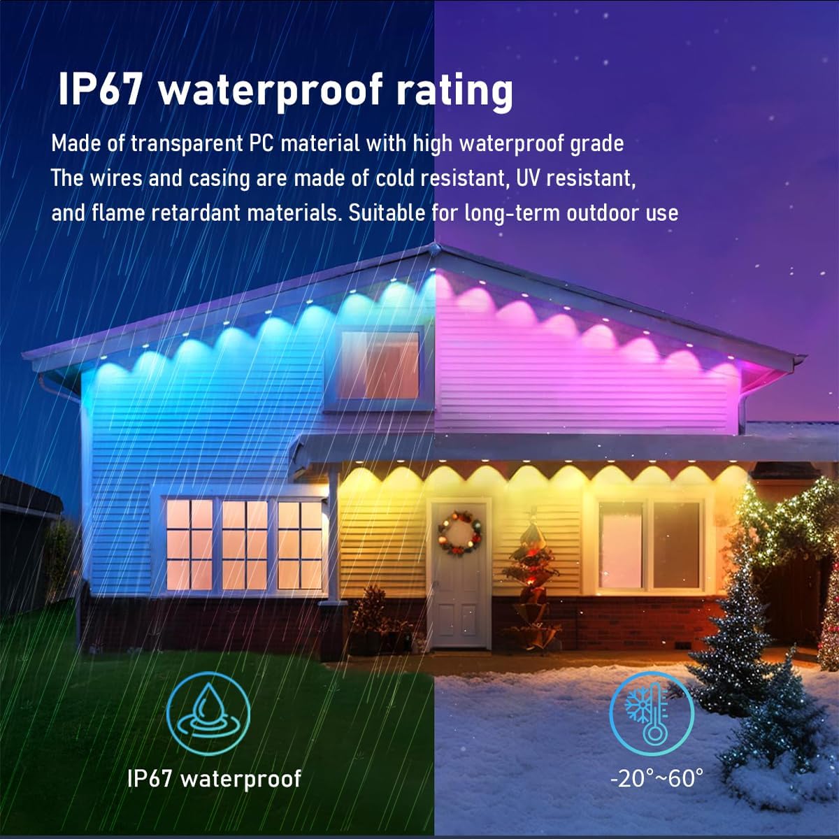 50 FT Permanent Outdoor RGB Lights with 30 LEDs