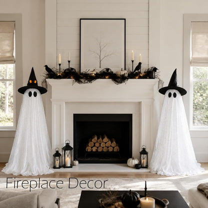 2-Pack 59-Inch Lighted Halloween Ghost Decorations with Remote Control
