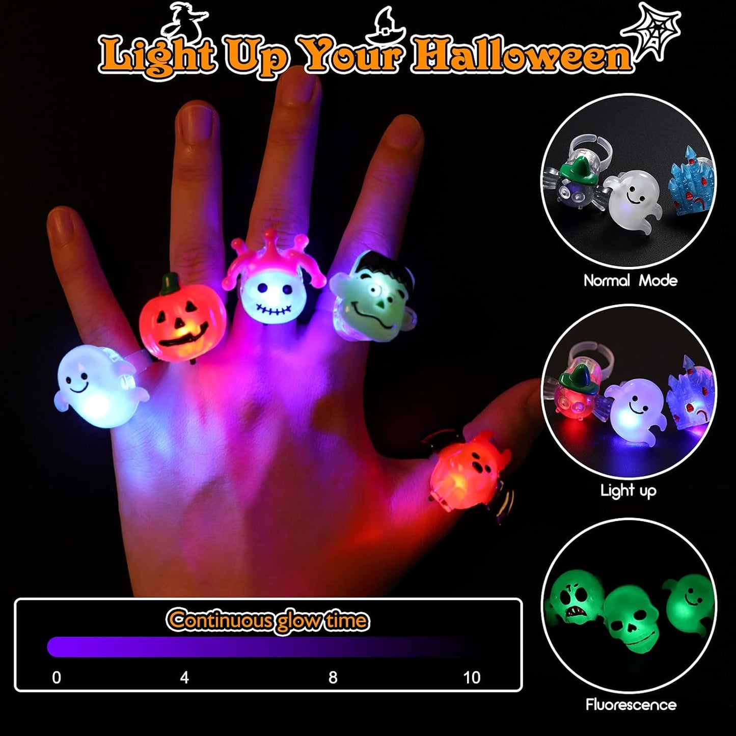 50PCS Halloween LED Light-Up Rings