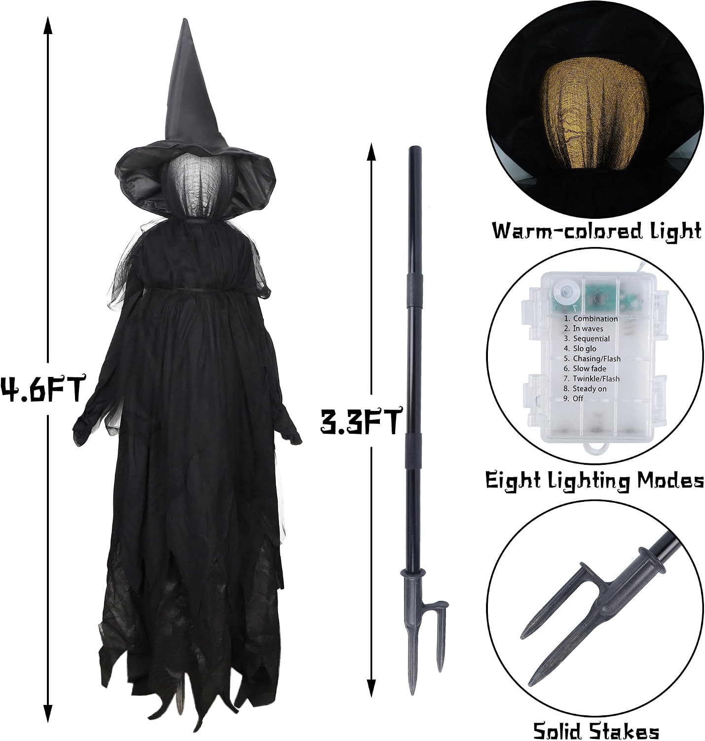 Light-Up Halloween Witch Yard Stakes – Set of 3