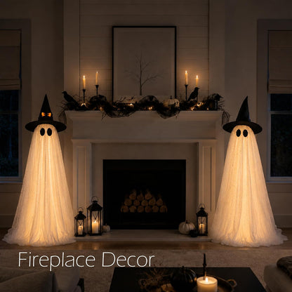 2-Pack 59-Inch Lighted Halloween Ghost Decorations with Remote Control