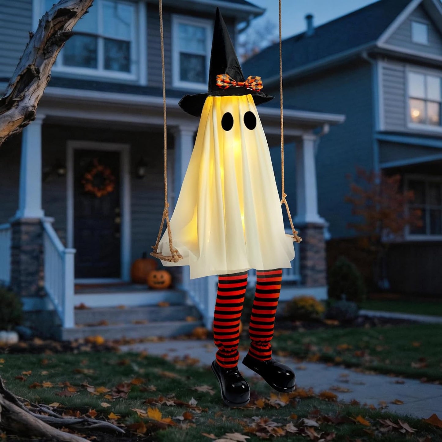 Light-Up Halloween Swing Ghost