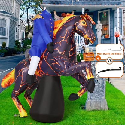 6FT Inflatable Headless Horseman Halloween Yard Decoration with LED Lights
