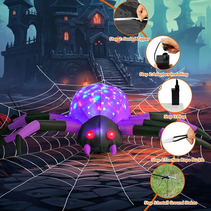 9 FT Halloween Giant Light-Up Spider Inflatable