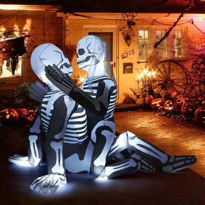 6.5FT Light-Up Cuddling Skeleton Couple Halloween Inflatable