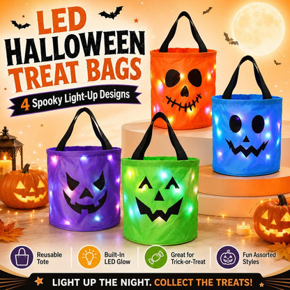 LED Halloween Trick-or-Treat Candy Bags – 4 Pack