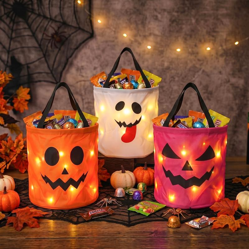 LED Halloween Trick-or-Treat Candy Bags – 4 Pack
