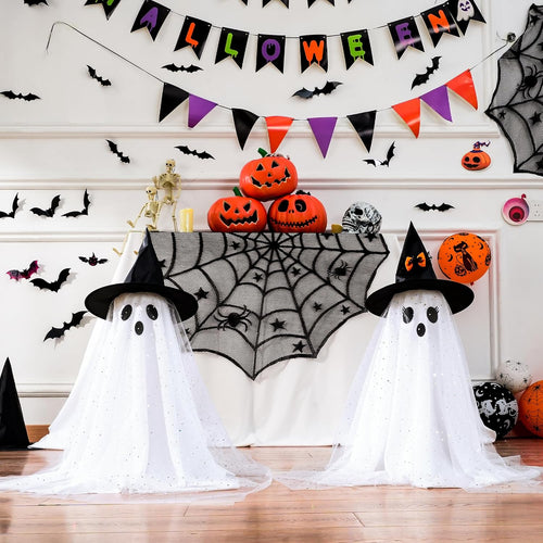 2-Pack 23.6-Inch Lighted Halloween Ghost Decorations with Remote Control