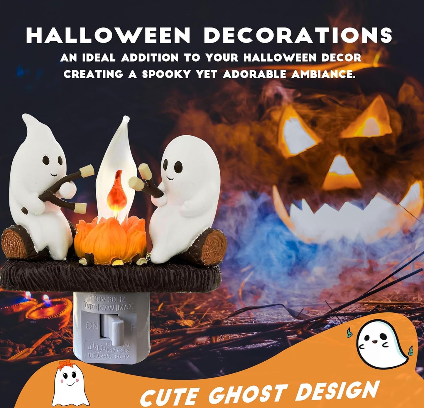 Ghost Campfire Flickering Plug-In Night Light