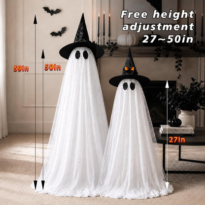 2-Pack 59-Inch Lighted Halloween Ghost Decorations with Remote Control