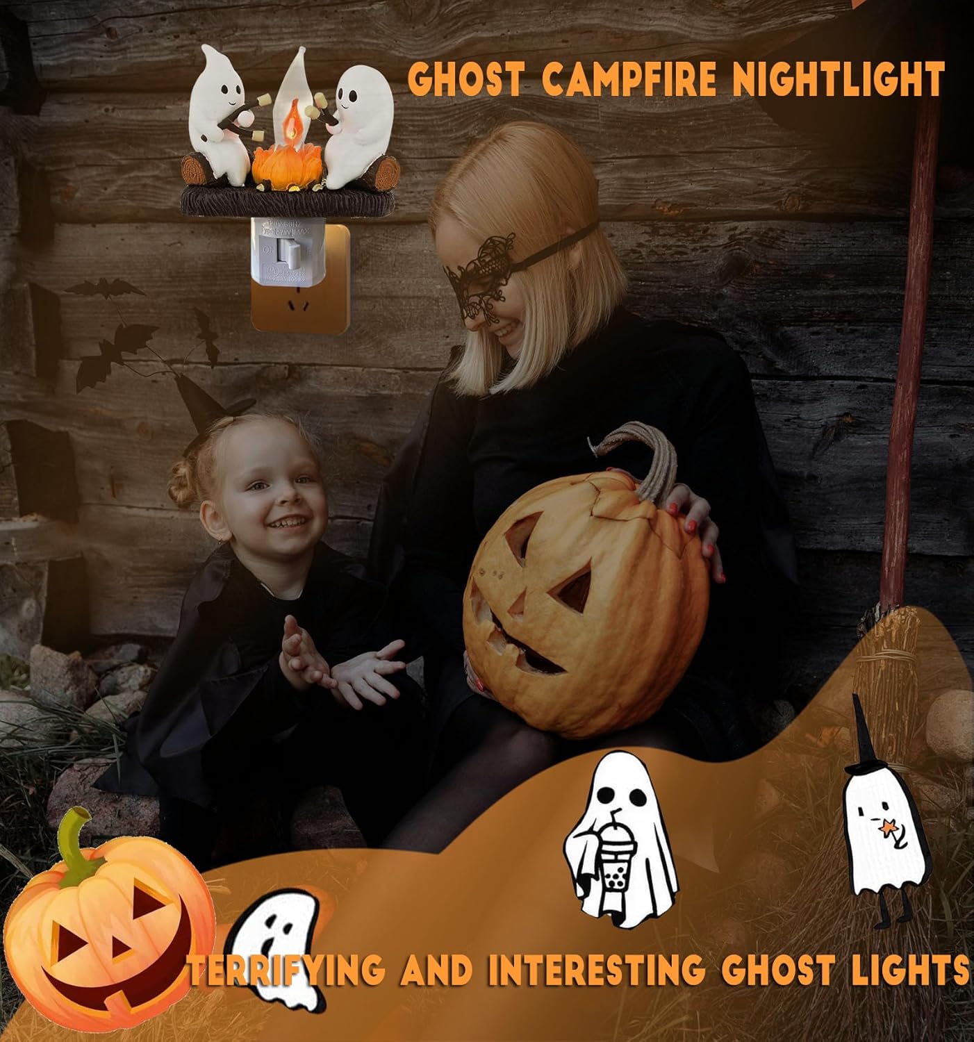 Ghost Campfire Flickering Plug-In Night Light