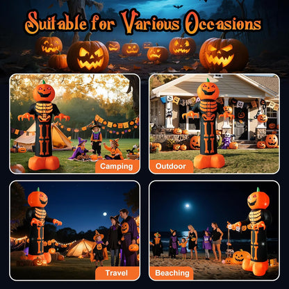 12 FT Halloween Pumpkin Reaper Inflatable with Flashing Eyes and LED Lights