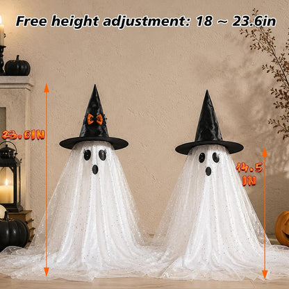 2-Pack 23.6-Inch Lighted Halloween Ghost Decorations with Remote Control