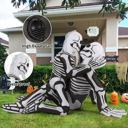 6.5FT Light-Up Cuddling Skeleton Couple Halloween Inflatable
