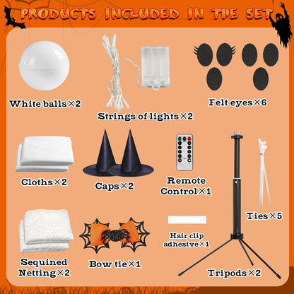 2-Pack 23.6-Inch Lighted Halloween Ghost Decorations with Remote Control