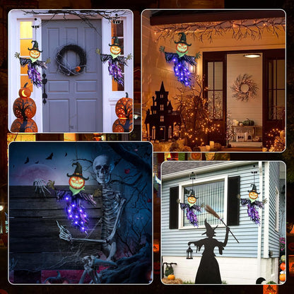 15.7-Inch Solar Pumpkin Scarecrow Hanging Light for Halloween Decor