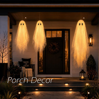 3-Piece Light-Up Hanging Ghosts with Remote & Timer