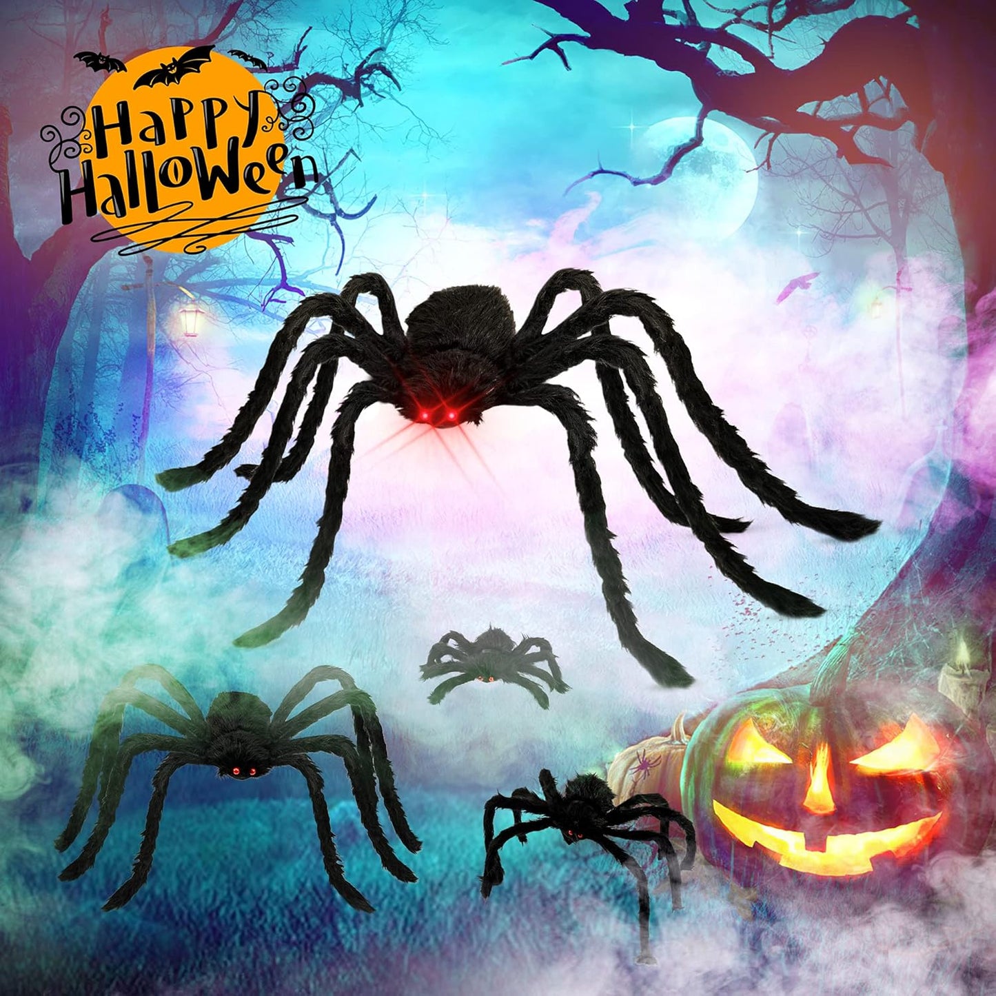 Giant Halloween Spider – Set of 6