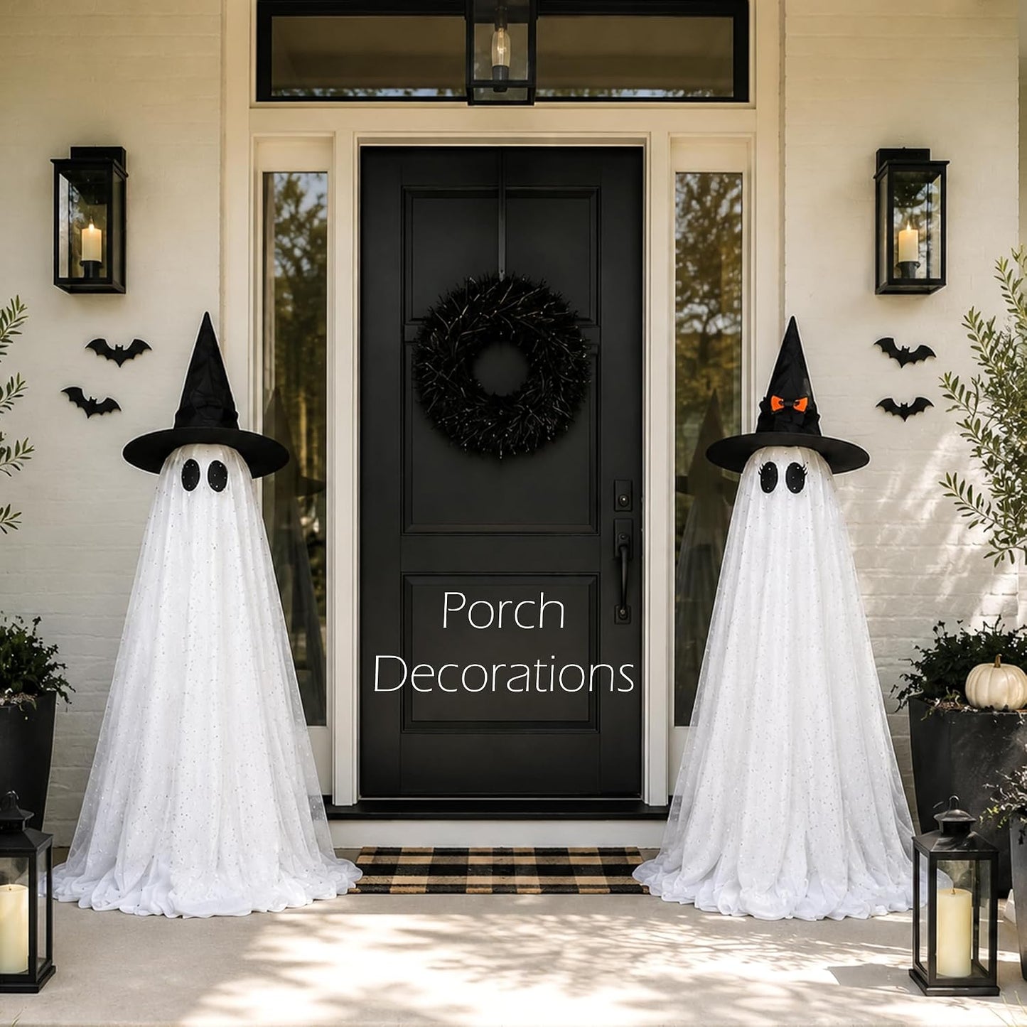 2-Pack 59-Inch Lighted Halloween Ghost Decorations with Remote Control