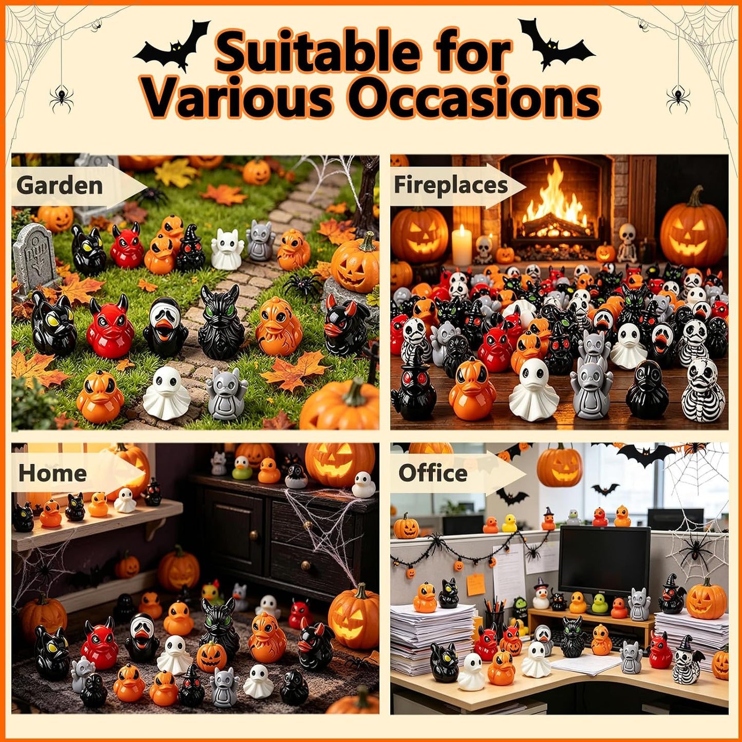 60PCS Halloween Mini Resin Ducks