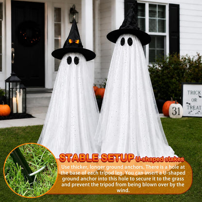 2-Pack 59-Inch Lighted Halloween Ghost Decorations with Remote Control